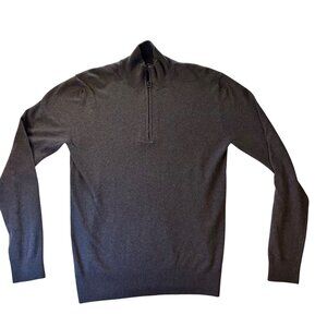 French Connection Gray 1/4 Zip Mock Neck Sweater S Cotton Blend Knit